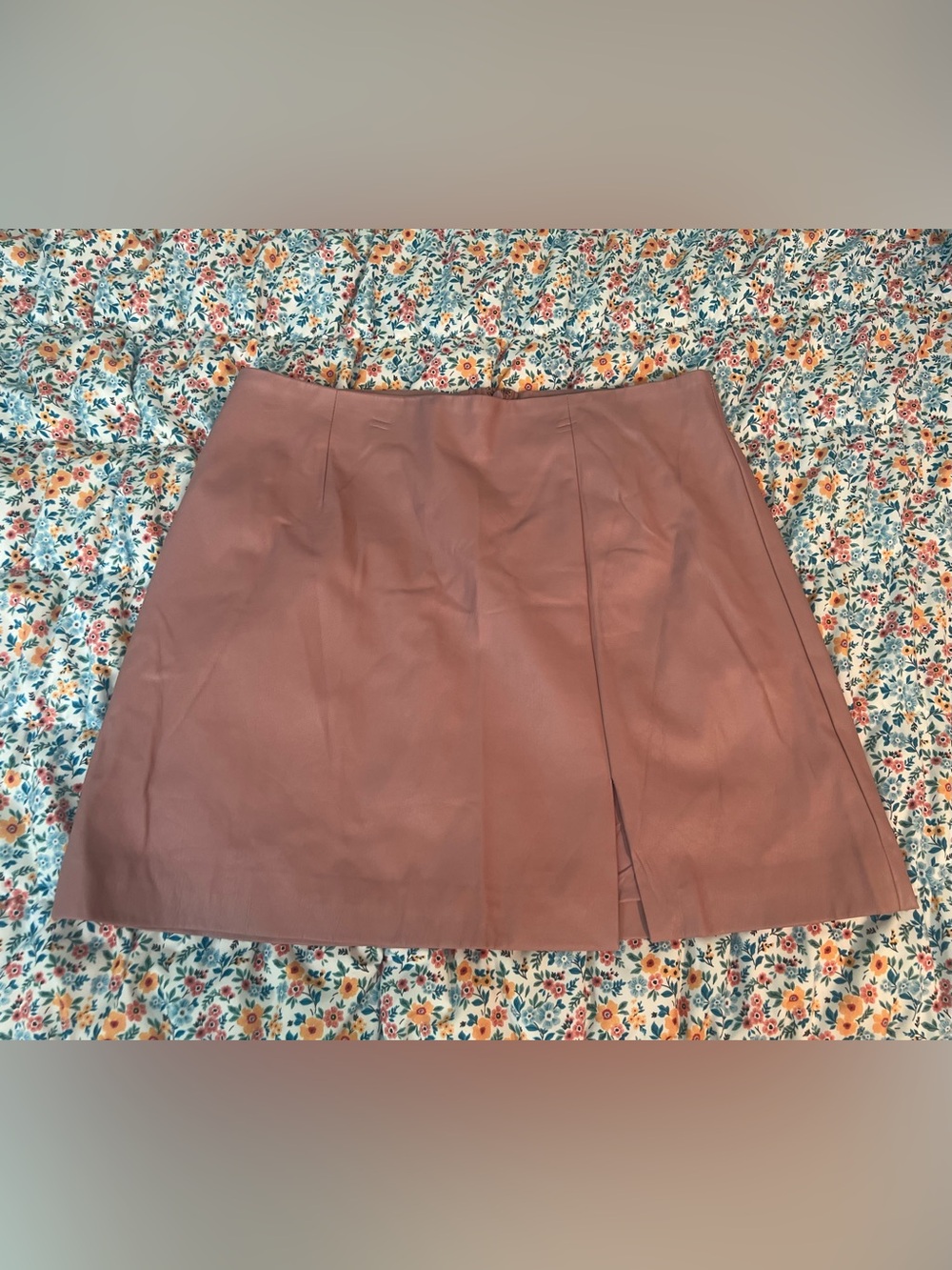 Maeve Mauve Faux Leather Mini Skirt